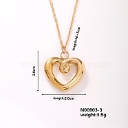 Fashion Elegant Golden Plated Stainless Steel Pendant Necklaces, with Cable Chain for Women Girl, Heart, 15.75 inch(40cm)+5cm(SJ0947-3)