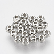 201 Stainless Steel Spacer Beads, Rondelle, Stainless Steel Color, 3x2mm, Hole: 1mm(STAS-T033-61A)
