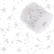 ABS Plastic Beads Ribbons, Garment Accessories, Starfish, White, 0.2~21mm, about 32.81 Yards(30m)/Roll(OCOR-WH0066-81A)