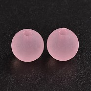 Transparent Acrylic Ball Beads, Frosted Style, Round, Pearl Pink, 8mm, Hole: 2mm, about 1892pcs/500g(FACR-R021-8mm-15)