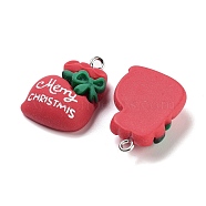 Christmas Theme Opaque Resin Pendants, Christmas Charms, Bag, 25x14.5x7mm, Hole: 2mm(RESI-N039-96)