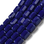 Opaque Glass Beads Strands, Faceted Barrel, Midnight Blue, 6.5~7x6mm, Hole: 1mm, about 78pcs/strand, 20.28~21.65 inch(51.5~55cm)(GLAA-G112-03R)