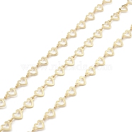 Brass Hollow Heart Link Chains, Unwelded, with Spool, Real 18K Gold Plated, 5x11x0.5mm(CHC-M025-28G)