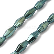 Electroplate Synthetic Magnetic Hematite Beads Strands, Faceted, Rhombus, Green Plated, 12~12.5x5.5~6mm, Hole: 1.2mm, about 31~33pcs/strand, 16.54~16.93''(42~43cm)(G-E602-05G)