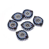 MIYUKI & TOHO Handmade Japanese Seed Beads Links, Loom Pattern, with Shell, Flat Round, Colorful, 32~33x26~27x4mm, Hole: 2mm(SEED-A029-DA09)