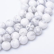 Round Natural Howlite Bead Strands, 8~9mm, Hole: 1mm, about 46pcs/strand, 15.3 inch(X-G-R345-8mm-18)
