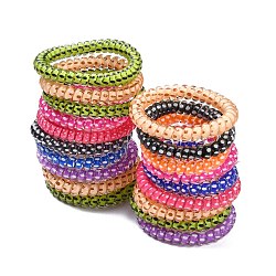 Telephone Cord Elastic Hair Ties, Ponytail Holder, Plastic, Mixed Color, 40~45mm(OHAR-R113-06)