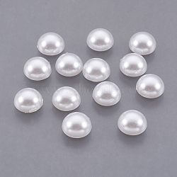 ABS Plastic Imitation Pearl Cabochons, Half Round, White, 8x4mm(SACR-S738-8mm-Z9)