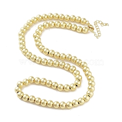Brass Beaded Necklaces, Long-Lasting Plated, Cadmium Free & Lead Free, Real 18K Gold Plated, 17.56 inch(446mm), Beads: 6mm(NJEW-L170-08C-G)