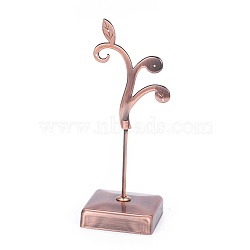 Iron Earring Displays, Jewelry Display Rack, Jewelry Tree Stand, Leafy Branches, Red Copper, 5.6x13.4cm(EDIS-L006-08R)