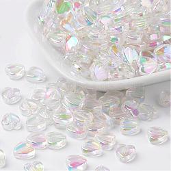 Transparent Acrylic Beads, Heart, Clear AB, 8x8x3mm, Hole: 1.5mm, about 2800pcs/500g(PL539-822)