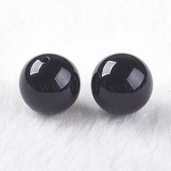 Natural Black Onyx Beads, Half Drilled, Dyed & Heated, Round, 10mm, Hole: 1mm(G-K275-13-10mm)