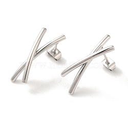 304 Stainless Steel Stud Earrings, Letter X, Stainless Steel Color, 25x8.5mm(EJEW-C085-10P)