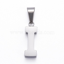 304 Stainless Steel Letter Pendants, Manual Polishing, Alphabet, Stainless Steel Color, Letter.I, 18.5x6x4mm, Hole: 7x3mm(STAS-H127-I-P)