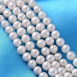 Natural Cultured Freshwater Pearl Beads Strands, Potato, Creamy White, 7~8mm, Hole: 0.8mm, about 46~47pcs/strand, 13.77 inch~14.17 inch(PEAR-L001-F-07)