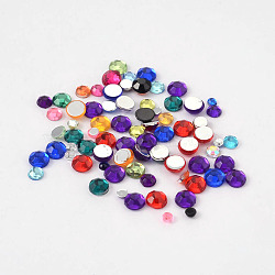 Imitation Taiwan Acrylic Rhinestone Cabochons, Faceted, Half Round, Mixed Color, 2~4x1~1.5mm(GACR-X0004)