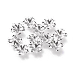 Non-Tarnish 304 Stainless Steel Bead Caps, 5-Petal, Flower, Stainless Steel Color, 8.5x9x2mm, Hole: 1.2mm(STAS-K194-01P-02)