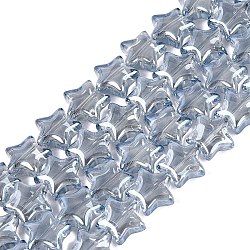 Electroplate Transparent Glass Beads Strands, Star, Light Steel Blue, 9~9.5x9.5~10x4~5mm, Hole: 0.6~0.8mm, about 100pcs/strand, 33.46 inch(85cm)(EGLA-N056-04A-A05)