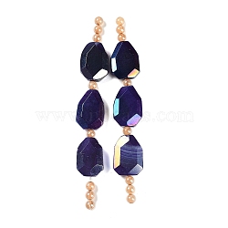 Electroplated Natural Agate Beads Strands, Dyed & Heated, Faceted, Nuggets, AB Color, Purple, 28~30.5x20~23x8~10mm, Hole: 2.1mm, about 3pcs/strand, 5.51 inch(14cm)(G-L604-B01-01B)