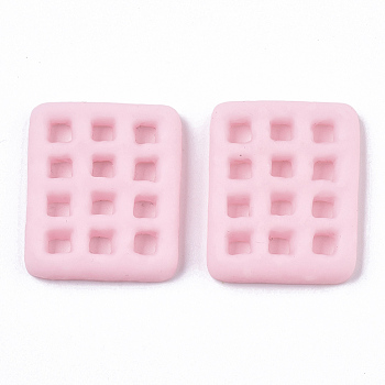 Opaque Resin Cabochons, Imitation Food, Cookies, Pink, 26x22.5x5mm