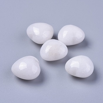 Natural White Jade Heart Love Stone, Pocket Palm Stone for Reiki Balancing, 20x20x13~13.5mm