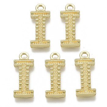 Alloy Pendants, Cadmium Free & Nickel Free & Lead Free, Initial Letter, Real 18K Gold Plated, Initial Letter.I, 21x9x2mm, Hole: 2mm