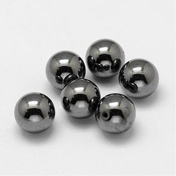 Non-magnetic Synthetic Hematite Beads, Half Drilled, Round, 8mm, Hole: 1mm
