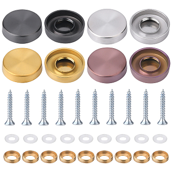 AHADERMAKER 4Sets 4 Colors 304 Stainless Steel Screw Set, for Advertising Nail Fixed Mirror Nail Decorative, Mixed Color, 19.5x5mm,  1set/color