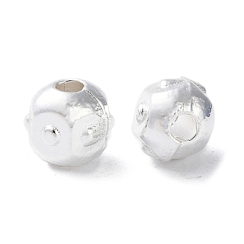 Alloy Spacer Beads, Long-Lasting Plated, Faceted, Round, Silver, 5x5x4.8mm, Hole: 1.3mm