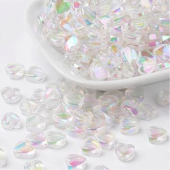 Transparent Acrylic Beads, Heart, Clear AB, 8x8x3mm, Hole: 1.5mm, about 2800pcs/500g