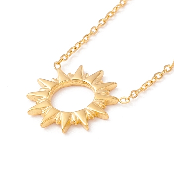 Ion Plating(IP) 304 Stainless Steel Sun Pendant Necklace for Women, Golden, 16.53 inch(42cm)