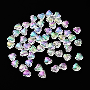 Transparent Acrylic Beads, AB Color, Heart, Mixed Color, 6x7x3.5mm, Hole: 1.2mm