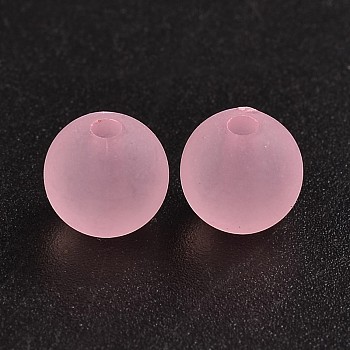 Transparent Acrylic Ball Beads, Frosted Style, Round, Pearl Pink, 8mm, Hole: 2mm, about 1892pcs/500g