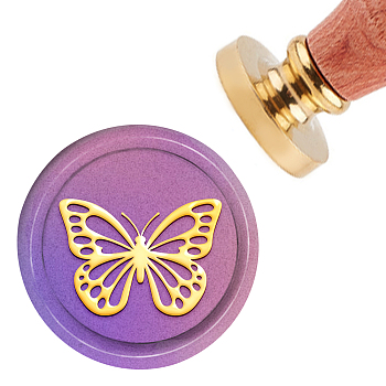Brass Wax Seal Stamp with Handle, for DIY Scrapbooking, Butterfly Pattern, 3.5x1.18 inch(8.9x3cm)