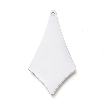 304 Stainless Steel Pendants, Manual Polishing, Stamping Blank Tag, Laser Cut, Kite, Stainless Steel Color, 28.5x15x0.8mm, Hole: 1.2mm