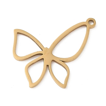 5Pcs 201 Stainless Steel Pendants, Laser Cut, Butterfly Charm, Golden, 17.5x19x1mm, Hole: 1.2mm