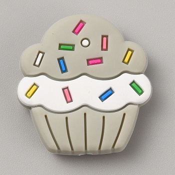 Ice Cream Silicone Focal Beads, Dark Gray, 28x27x8mm, Hole: 2.5mm