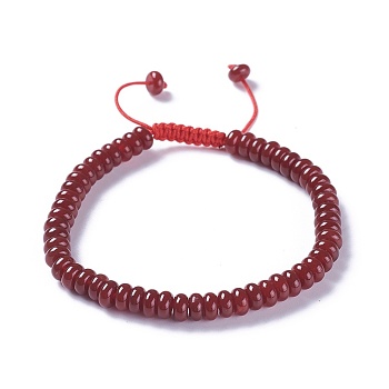 Adjustable Nylon Cord Braided Bead Bracelets, with Natural Carnelian Beads, 2-1/4 inch~2-7/8 inch(5.8~7.2cm)