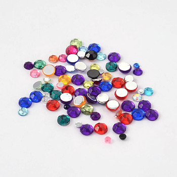Imitation Taiwan Acrylic Rhinestone Cabochons, Faceted, Half Round, Mixed Color, 2~4x1~1.5mm