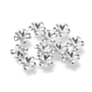 304 Stainless Steel Bead Caps, 5-Petal, Flower, Stainless Steel Color, 8.5x9x2mm, Hole: 1.2mm