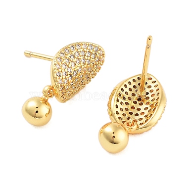 Rack Plating Round Brass Stud Earrings(EJEW-N055-42G-RS)-2