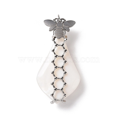 Stainless Steel Color Seashell Color Teardrop White Shell Pendants