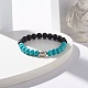Round Synthetic Turquoise & Natural Lava Rock Stretch Bracelet(BJEW-JB07470-01)-2