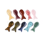 Natural & Synthetic Mixed Gemstone Pendants, Fish Charms, 38~41x16~20x6~8mm, Hole: 1.6~1.8mm(G-Q608-03)