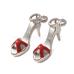 304 Stainless Steel Enamel Pendants, High-Heeled Shoes Charms, Stainless Steel Color, 14x7.5x4mm, Hole: 1.4mm(SA-CBAE384-07P)