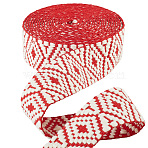 5 Yards Ethnic Style Polyester-cotton Ribbon, for Garment Accessory, Red, 1-1/2 inch(38mm)(DIY-CY0001-76B)