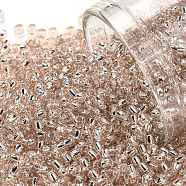 TOHO Round Seed Beads, Japanese Seed Beads, (31) Silver-Lined Translucent Rosaline, 11/0, 2.2mm, Hole: 0.8mm, about 1110pcs/bottle, 10g/bottle(SEED-JPTR11-0031)