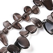 Natural Ice Obsidian Nuggets Beads Strands, 7.5~11.5x9~13x4~6.5mm, Hole: 0.8~1mm, about 62~68pcs/strand, 14.96~15.55''(38~39.5cm)(G-B125-A02-01)