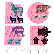 Olycraft DIY Animal Theme Keychain Making Kits, with Pendant Silicone Molds, Resin Casting Molds, Iron Keychain Ring and Iron Jump Rings, Pink, 99~120x
81~84x6~7mm(DIY-OC0001-52)