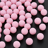 Opaque Acrylic Beads, Frosted, No Hole, Round, Pink, 6mm, about 3900pcs/500g(PAB702Y-B01-02)
